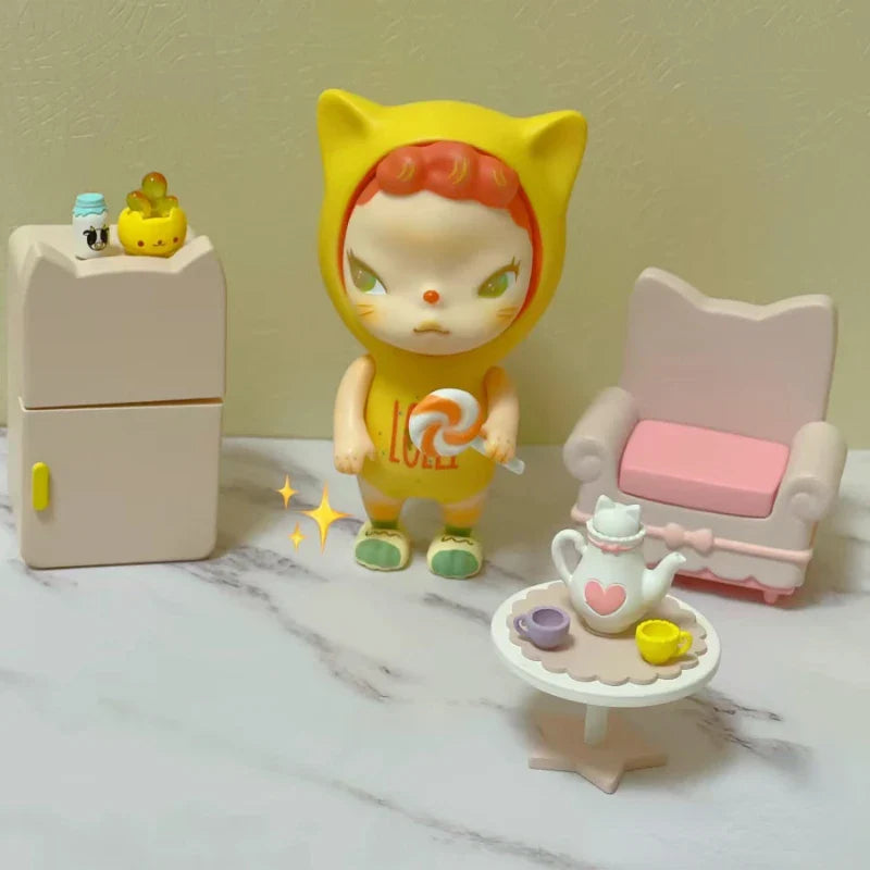 Sooya Lollipop Candy Figure Toy Yellow Cat Kitty Fantasy Trendy Girl Fish Behind Angel Figurine Magical Girls Toys Collection