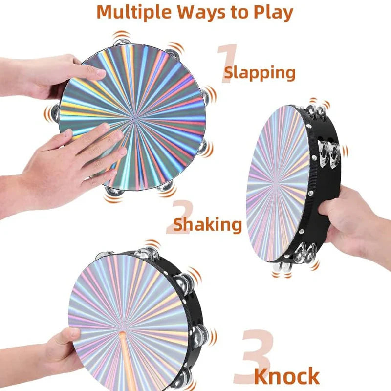 New 8 Inch Double Row Drums Professional Tambourine Colorful Lollipop Style Music Drum Percussion Instruments Gifts For Adults