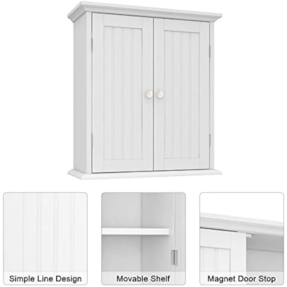 Bathroom Wall Cabinet,Over The Toilet Space Saver Storage Cabinet, Medicine Cabinet with 2 Door and Adjustable Shelves, Cupboard