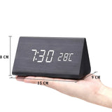 Modern Wooden Led Smart Alarm Clocks For Bedrooms Bedside Table Square Voice Control Desktop Digital Clock For Room