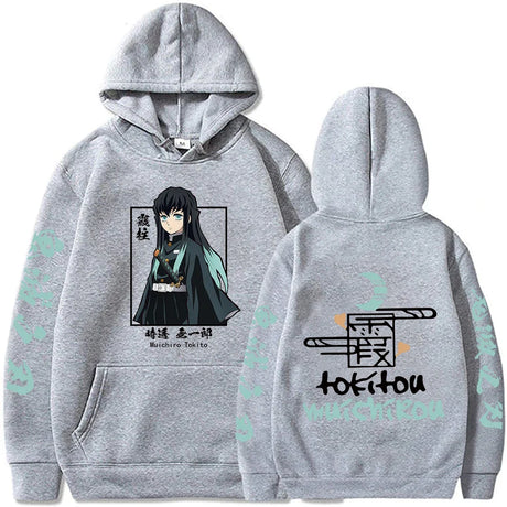 New Funny Japan Anime Demon Slayer Women Hoodies Plus Size Sweatshirt Harajuku Muichiro Tokito Printed Hooded Girl Pullover