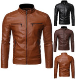 Spring Winter Casual Skin Jacket Coat Men Pu Leather Jacket Zipper Mens Stand Collar Biker Motorcycle Jackets Windbreaker 4XL