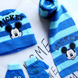 4-8Years New Autumn Winter Children Mickey Cartoon Scarf Hat Glove Three-piece Warm Boy Girl Child Christmas Hat