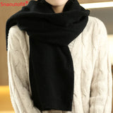 All-Season Pure Wool Knitted Shawl Women's Casual Cashmere Scarf White Sweater Women's Folded Wear Cardigan Shawl Fashion Scarf