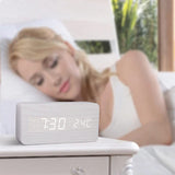 Modern Wooden Led Smart Alarm Clocks For Bedrooms Bedside Table Square Voice Control Desktop Digital Clock For Room