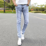 Men's Slim Little Feet Elastic Baggy Jeans Korean Fashion Streetwear Cargo Denim Pants Men Clothing