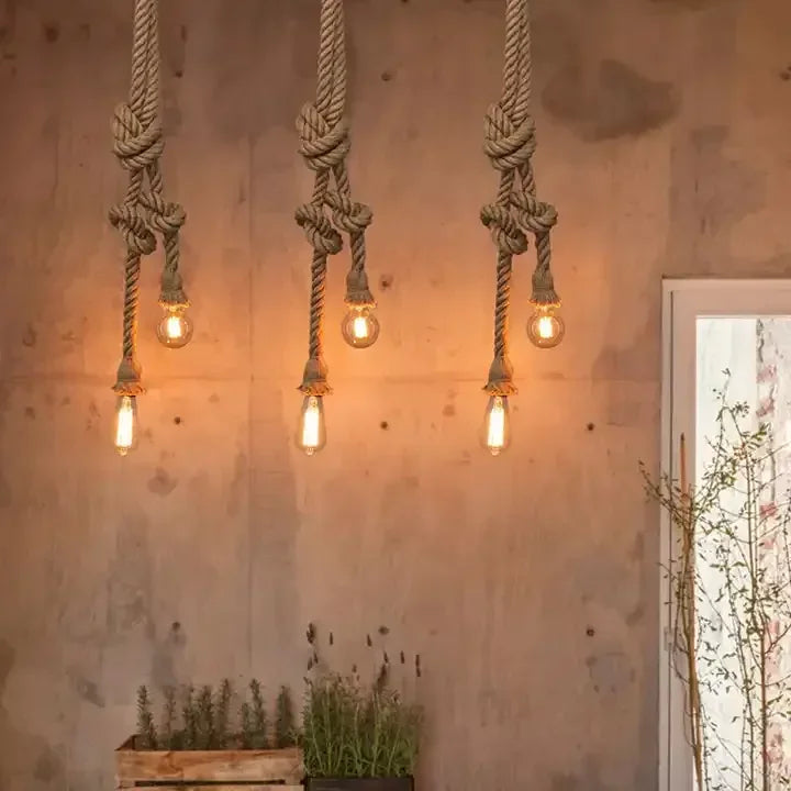 Home Decor Pendant Lights Antique Chandelier Socket Vintage Hemp Vintage Hemp Rope Pendant Lamp