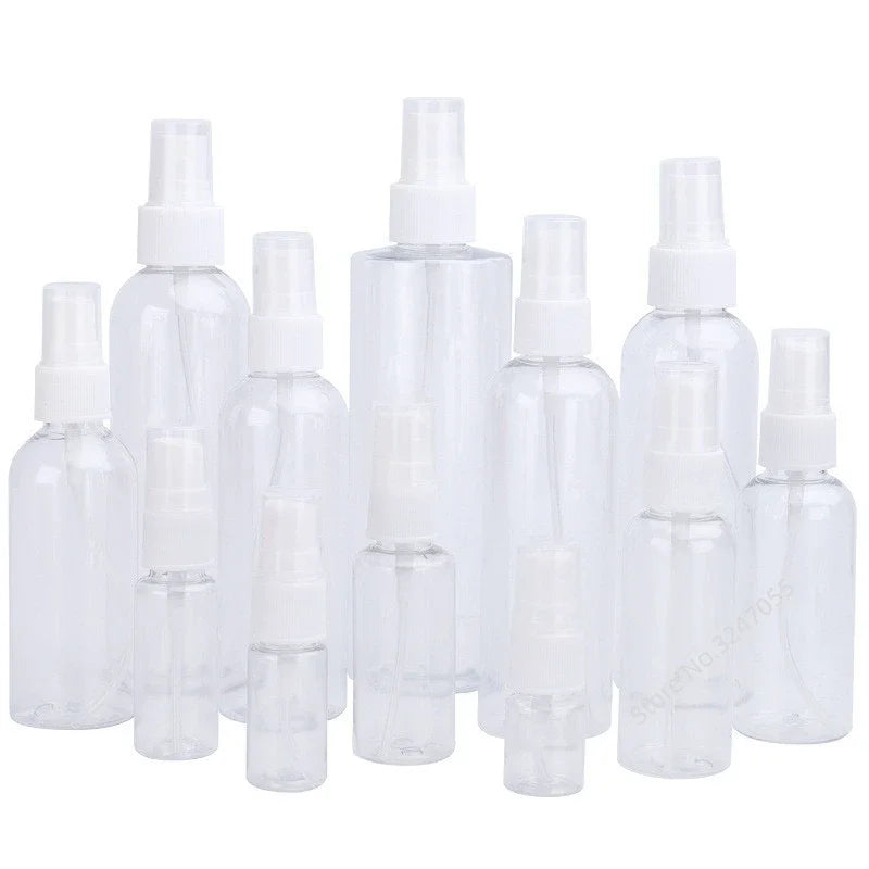 Refillable 10ml 30ml 50ml 60ml 100ml Clear PET Plastic Portable Spray Bottle Empty Perfume Container Portable Travel Accessories