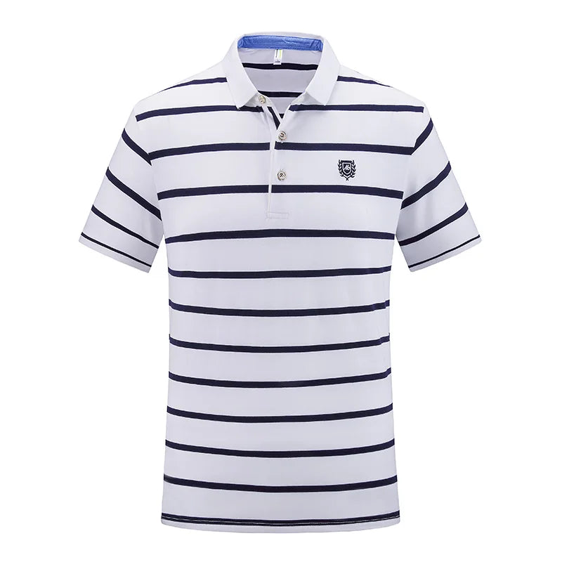 2023 New Summer Men Classic Striped Polo Mens Cotton Short-Sleeved Embroidered Business Casual Hot Polo Shirt Male Dropshipping