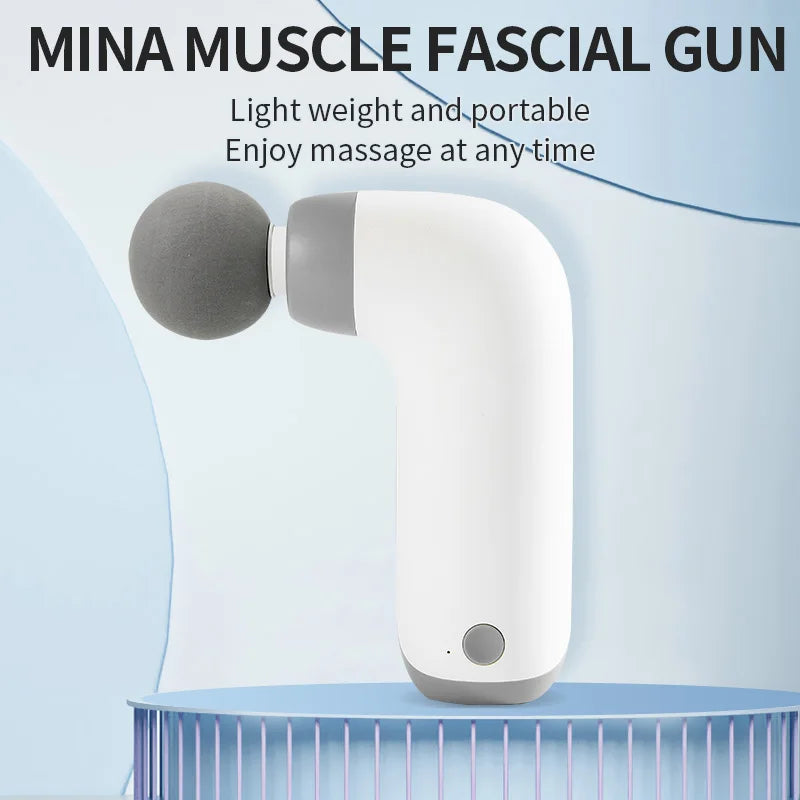 Portable Fascia Gun Mini Vibration Massage Gun Body Muscle Relaxation 6 Massage Heads 3 Speed Options USB Charging