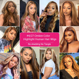 13x6 Highlight Ombre Straight Lace Front Human Hair Wig Honey Blonde Colored Bone Straight Lace Frontal Wigs For Black Women