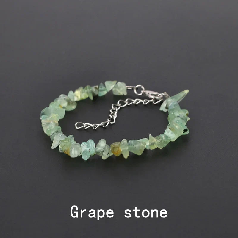 Natural Crystal Gemstone Irregular Energy Stone Bracelet Beads Chips Jewelry Amethys Aquamarine Rose Quartz Bracelets for Women