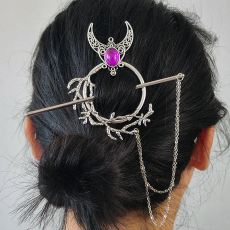 Witch Bat Hairstick Black Gothic Barrette Pagan Vampire Bat Animal Hairclip for women wicca gift