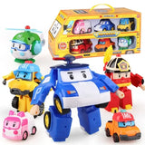 South Korea Poli Robocar Car Transform Vehicle Robot Action Figurine Cartoon Police Car Anime Figure Poli Amber Roy Kid Toy Gift