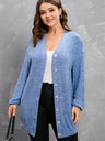 Plus Size Casual Cardigan, Women's Plus Heathered Button Up Long Sleeve Cardigan