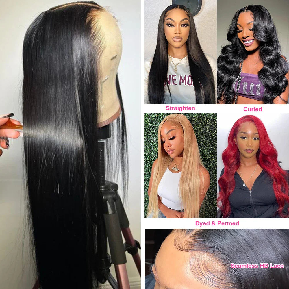 360 Full Lace Frontal Wig Human Hair Pre Plucked Bone Straight Human Hair Wigs For Women 13X4 13x6 HD Lace Front Human Hair Wig