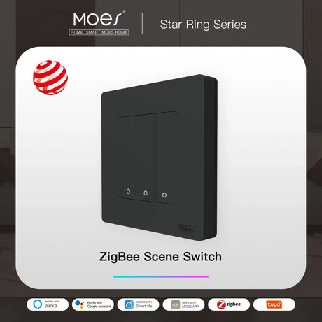 MOES New Star Ring Tuya Smart ZigBee3.0 Push Button Switch/Scene Switch Smart Life APP Remote Control Work with Alexa Google