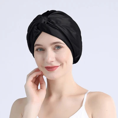 100 Mulberry Silk Turban Bonnets For Women Twisted Sleeping Night Cap 19 Momme Pure Silk Hair Wrap Cap For Curly Ladies Headwrap