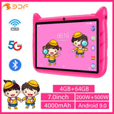 New 5G WiFi 7 Inch Tablet Pc Children's Gift Kids Learning Education Tablets Android 9.0 Quad Core 4GB RAM 64GB ROM Dual Cameras