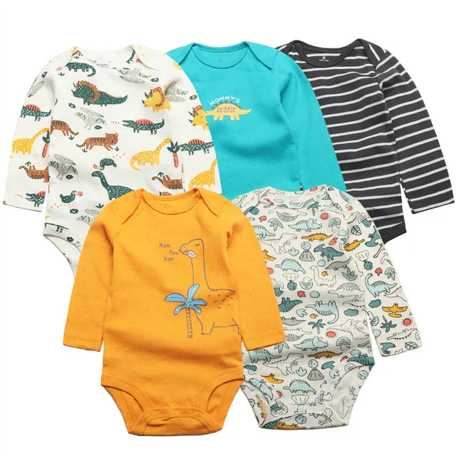 3-5 PCS/LOT Soft Cotton Baby Bodysuits Long Sleeve Newborn Baby Clothing Set Christmas Baby Girls Boys Clothes Infant Jumpsuit