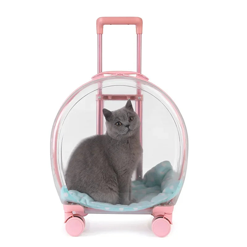 Pink Pet Carrier Trolley for Pet Travel Outdoor Transport Pets Trolley Case Carry Cart for Small Medium Dogs Cats Pet Supplies