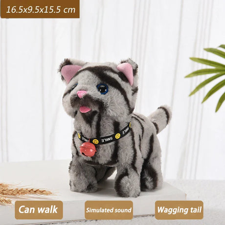 New Walking Kitty Plush Toy Electric Interactive Cat Stuffed Animal Meowing Tail Wagging Head Nodding Cat Pet Toy For Kids Gift