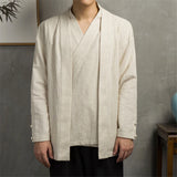 Linen Shirt Jacket Men Spring Autumn Two-layer Shirt Vintage Chinese Style Long Sleeve Shirts Male