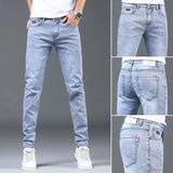 New Harajuku Fashion Spring Autumn Luxury Brand Korean Style Casual Clothes Blue Denim Stylish Designer Slim Men's Jeans Pants