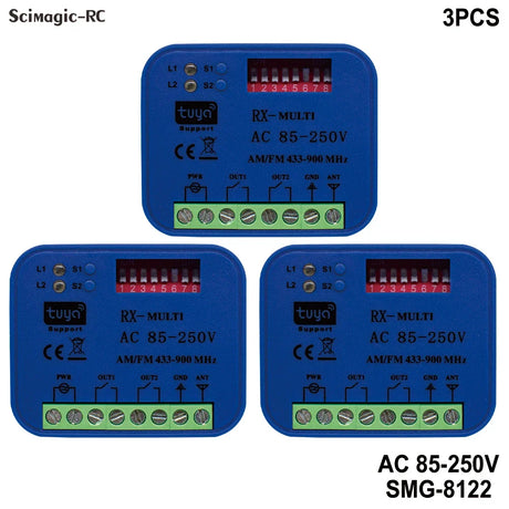 Universal Tuya WiFi Smart Switch RX Multi Garage Remote Control Receiver 433MHz 868MHz 2CH AC DC 9-30V 85-250V Smart Life Alexa