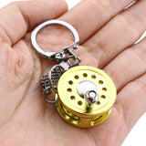 1Pcs Alloy Fishing Reel Drum Pendant Keychain Key Wheel Outdoor Fishing Tackle