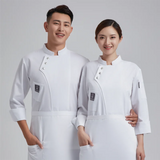 Long Sleeve Chef Jackets Kitchen Chef Restaurant Uniform Custom Logo Shirt Service Bakery Breathable Chef Dress White Apron Men