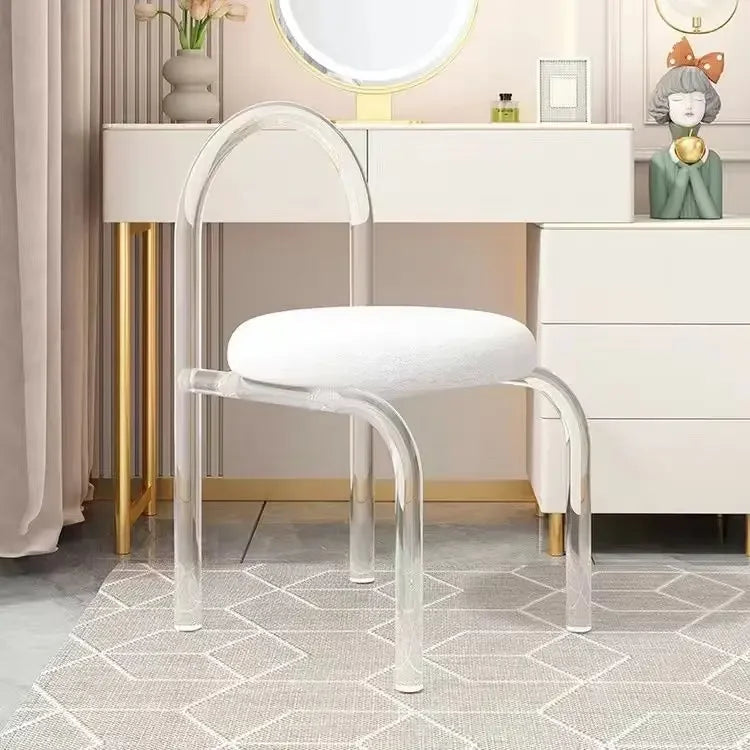 Crystal Makeup Chair Acrylic Furniture Casual Design Backrest Dining Chair Ins Living Room Single Sofa