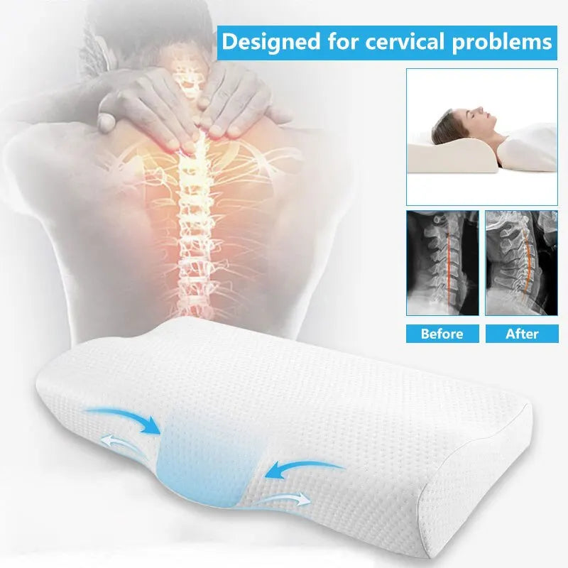 Memory Foam Bed Orthopedic Pillow Neck Protection Slow Rebound Memory Pillow Butterfly Shaped Health Cervical Neck