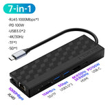 USB C Hub Multiport Adapter 10 in 1 Portable Dongle 4K HDMI PD 100W USB 3.0 Gigabit Ethernet RJ45 Docking Station Laptop Stand