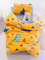3pcs Cartoon Cotton Crib Linen Kit Baby Coral Fleece Bedding Set Includes Pillowcase Bed Sheet Duvet Cover Without Filler  CP11