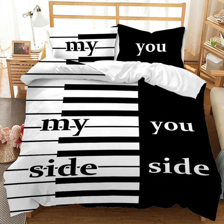 Couple/Lover White Black Luxury Bed Linen 2 People Double Bed Adult Single King Quilt Duvet Cover Queen Comforter Bedding Sets