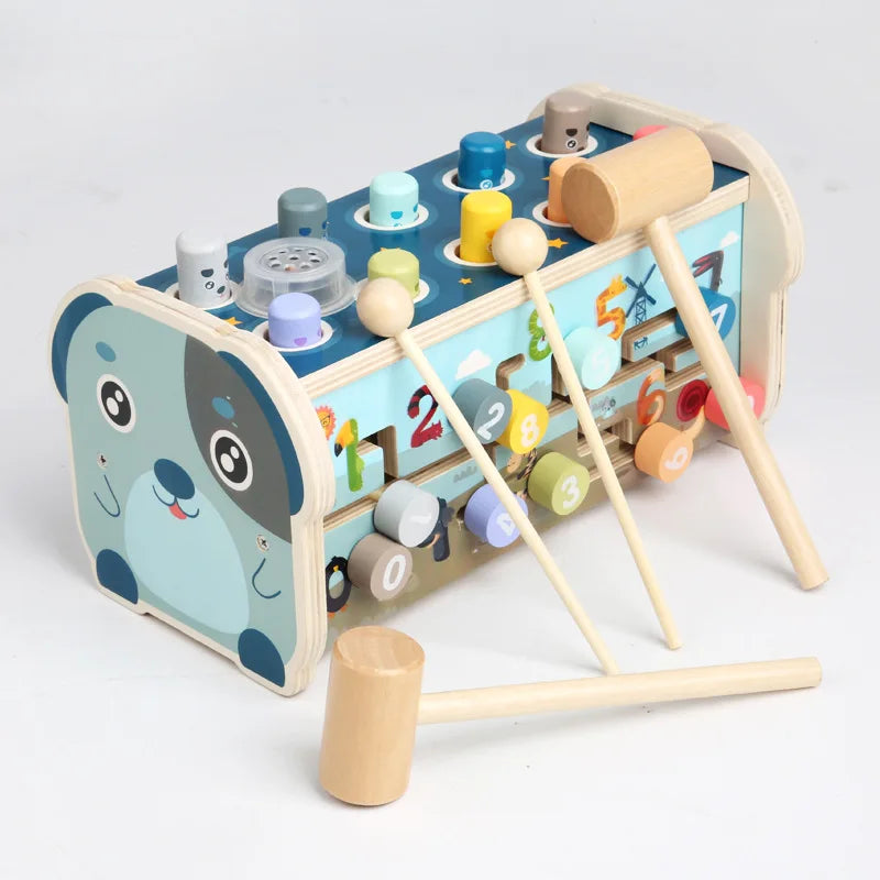 Wooden Montessori Play Whac-a-Mole Toy Kids Fishing Game Music Ducational Toy Baby 13 Months Early Learning Children's Gift Toys