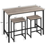 Dining/Bar/Kitchen Table Set with 2 Backless Stools, 35.4 in Height, Home Bar Furniture  Bar Furniture,47.50 x 24.00 x 35.50