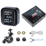 Wireless LCD Display Motorcycle TPMS Tyre Temperature Tester 2 Sensors Dirt Pit Bike Motor Tire Pressure Alarm System Waterproof