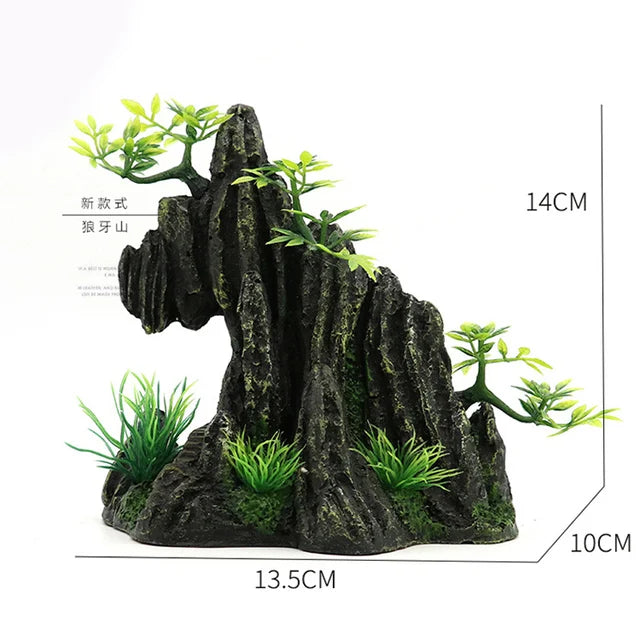 Fish Tank Plant Rockery Multi-style Aquarium Decoration,Resin Artificial Building Cave Aquarium Landscaping Ornament Decor