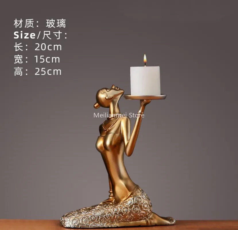 Nordic home decoration Gold candle holder Living Room ornament Home resin candelabra wedding centerpiece Gift