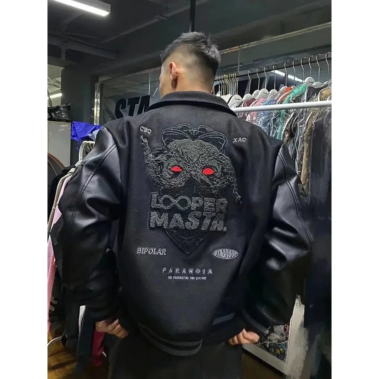 New Men's Baseball Uniform Spring Autumn Y2K Retro Trend Leather Jacket Heavy Industry Embroidery Black Short Coats Ins Hot Sale