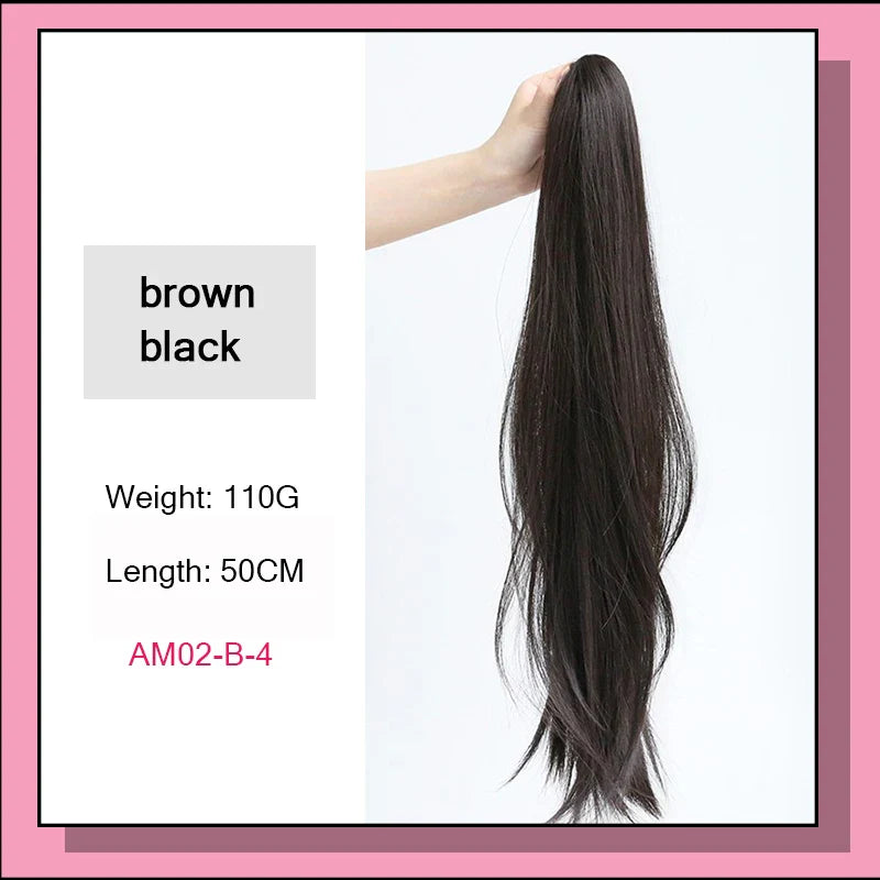 AS Long Wavy Straight Claw Clip On Ponytail Hair Extension Synthetic Ponytail Extension Hair For Women Pony Tail Hair Hairpiece