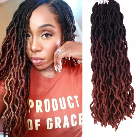 Goddess Nu Locs Soft Curly Faux Locs Crochet Hair Braids 18inch Synthetic Ombre Braiding Hair Extensions Pre Loop