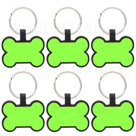 Wholesale 100Pcs Personalized Anti-lost Dog ID Tag Engraved Name Silent Plate Pet Puppy Collar Dog Bone Tags Pet Accessories