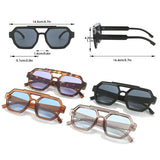 Fashion Pilot Oversized Sunglasses For Women New Double Bridges Sun Glasses Female Retro Square Leopard Purple Eyewear Trendy