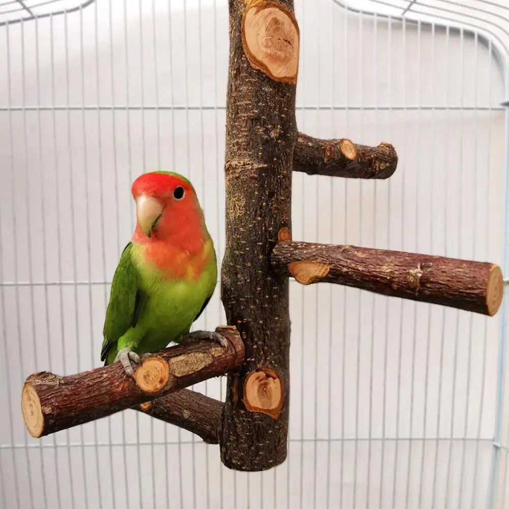 Pet Parrot Bird Standing Stick Wood Pole Bird Cockatiel Parakeet Perches Bite Claw Grinding Toy Bird Cage Accessories