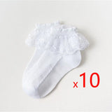 10 Pairs/lot Baby Girls Kids Lace Ruffle Socks Princess Mesh Children Ankle Short Breathable Cotton Socks For Girls