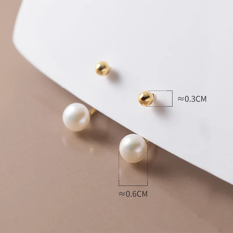 WANTME 925 Sterling Silver Fashion Natural Freshwater Pearl Ear Hook Unique Screw Bead Stud Earrings for Women Piercing Jewelry