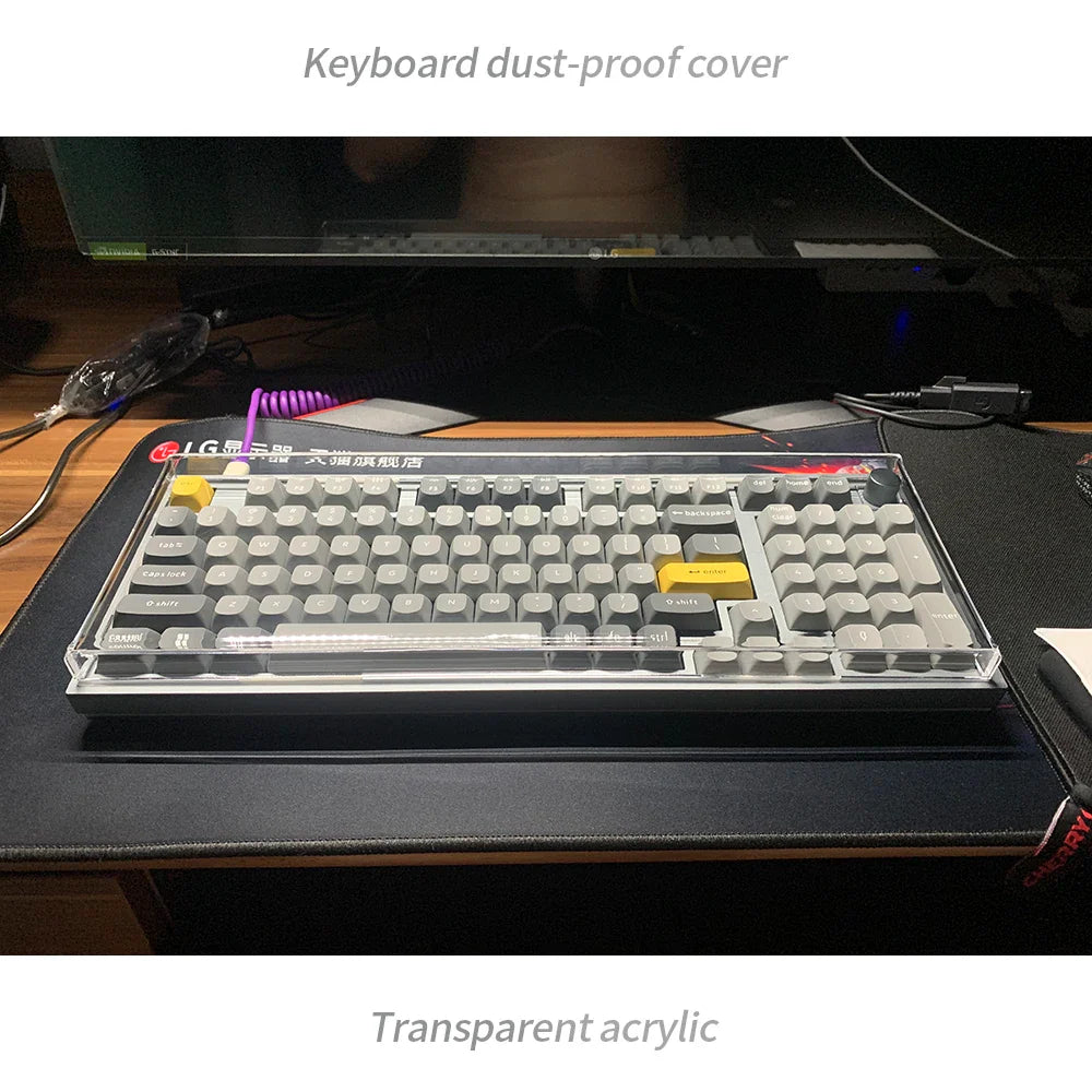 Acrylic Dust Cover for Keyboard Waterproof Dustproof Anti Stepping Protect Cover for 60 64 68 75 84 87 104 108 96 NJ68 Air Cover